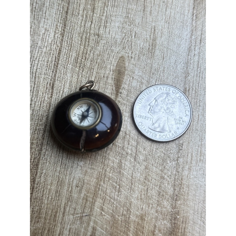 Antique Pocket Compass Pendant Charm Monogrammed "M" –‎ Cracked Case - As Is - Picture 5 of 7